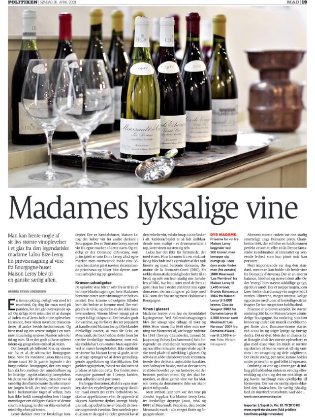 Madames lyksalige vine