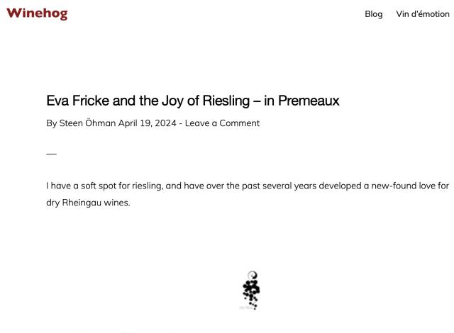 Eva Fricke and the Joy of Riesling: Steen Öham